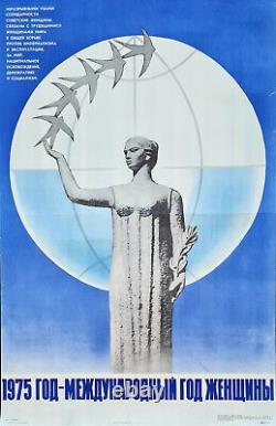 1975 Year Of Women Solidarity Original Soviet Russian Communist Vintage Poster