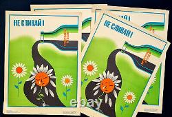 Do Not Drain Chemical Wastes 1982 Ussr Soviet Russian Nature Care Green Peace