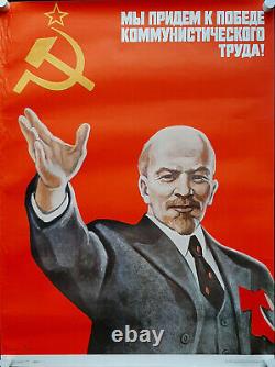 IMPRESSIVE ORIGINAL SOVIET RUSSIAN COMMUNIST BOLSHEVIKS POSTER LENIN by TOIDZE