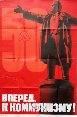LENIN STALIN COMMUNISM ORIGINAL SOVIET RUSSIAN PROPAGANDA POSTER by KORETSKIY