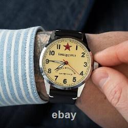 New Raketa Watch Komandirskie Mechanical Russian Soviet USSR Red Star Men's Rare