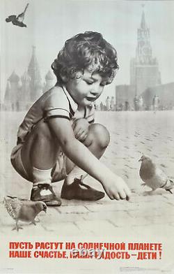 No War & Virus Sunny Planet & Happy Children -1975 Soviet Russian Peace Poster
