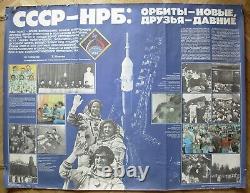 ORIGINAL SOVIET Russian POSTER Orbits are new friend are old USSR Bulgaria Space