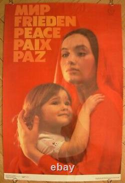 ORIGINAL Soviet Russian POSTER PEACE USSR propaganda mother child