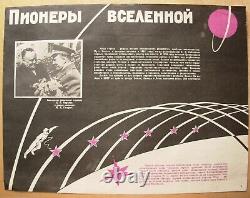 ORIGINAL Soviet Russian POSTER Pioneers of Universe Gagarin Korolev USSR space