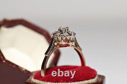 Old Original 14k Gold Soviet Russian Natural Diamond Decorated Ring