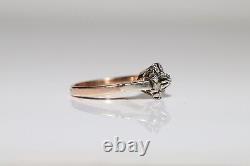 Old Original Soviet Russian 14k Gold Natural Diamond Decorated Pretty Ring