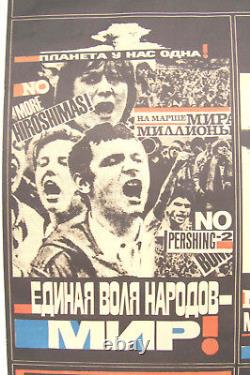 Original 1984 Russian Soviet Propaganda Poster Anti-war No Neutron Bombs Peace