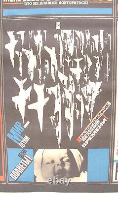 Original 1984 Russian Soviet Propaganda Poster Anti-war No Neutron Bombs Peace