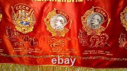 Original Soviet Russian Banner Flag Pennant Lenin unique single cop 60s USSR