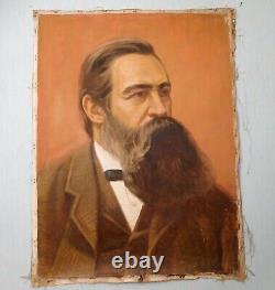 Original Soviet Russian painting portrait of F. Engels 1970s Made in USSR