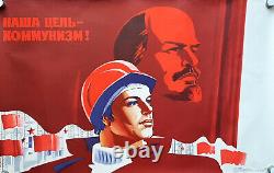 Original Soviet Ussr Russian Propaganda Poster Our Aim Communism Lenin Stalin