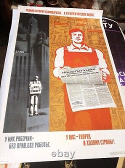 Original Soviet poster. Anti-American poster. Russian 1977 Soviet USSR Cold War