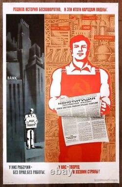 Original Soviet poster. Anti-American poster. Russian 1977 Soviet USSR Cold War
