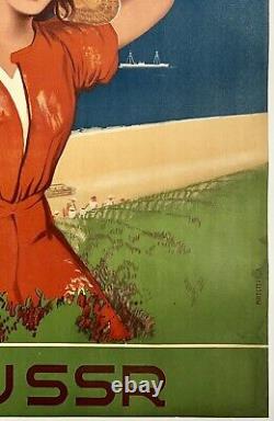 Original Vintage Poster BATUMI USSR Intourist Russian Travel Tourism LINEN