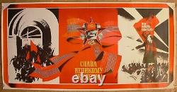 Soviet Russian Original Political Poster Glory to Great October USSR Communist