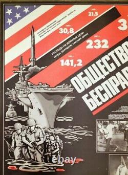 Soviet Russian original poster. Anti-American. Cold War. USSR. USA. Large size