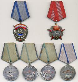 Soviet russian USSR Documented Group with 4 Bravery Medals