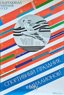 Ussr Spartakiad & Olympic Games 1983 Original Soviet Russian Sport Art Poster