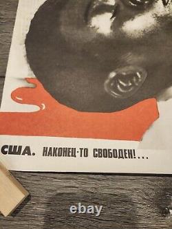 Vintage 1983 Soviet Russian Original Poster Bloody Deeds of Imperialism 16x25