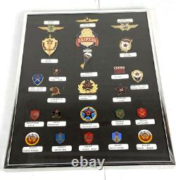 Vintage Framed Russian Soviet Union Badges & Pins