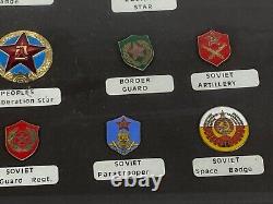 Vintage Framed Russian Soviet Union Badges & Pins