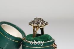 Vintage Original 18k Gold Soviet Russian Natural Diamond Decorated Ring