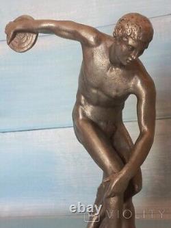 Vintage Sculpture Discobolus Player Soviet Sports USSR Russian Silumin Rare 1950