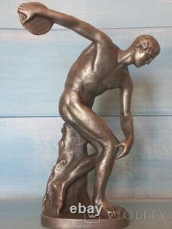 Vintage Sculpture Discobolus Player Soviet Sports USSR Russian Silumin Rare 1950