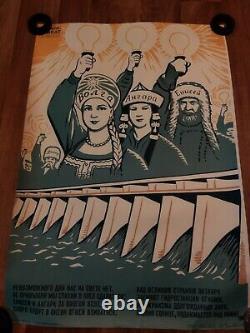Vintage original russian soviet poster 1963 hydroelectric power plants